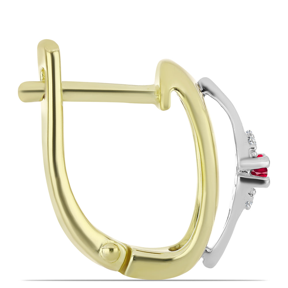 Stříbro 925/1000 - Náušnice s Madagaskarským Rubínem a Bílým Topazem - Karátové číslo: 0.29. přibližná hmotnost: 3.58 gramů 2 