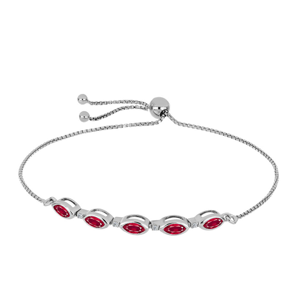 Stříbrný Náramek s Madagaskarským Rubínem a Bílým Topazem 1 