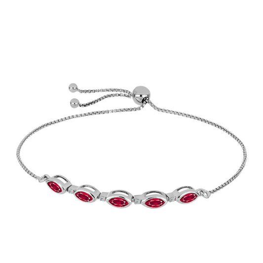 Stříbrný Náramek s Madagaskarským Rubínem a Bílým Topazem