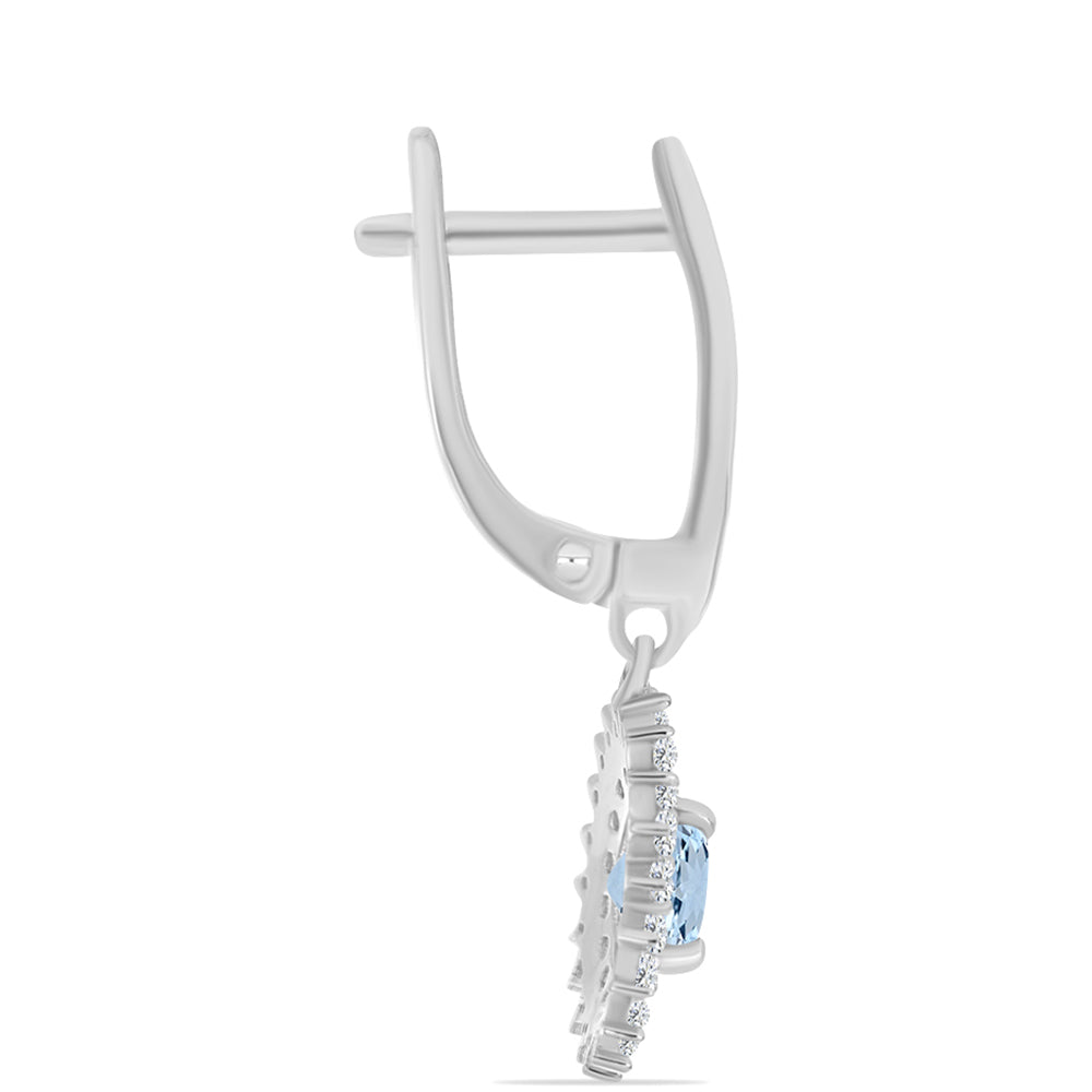 Stříbro 925/1000 Náušnice s Akvamarínem z Embu County a Bílým Topazem - Karátové číslo: 1.21. přibližná hmotnost: 3.59 gramů 2 