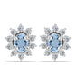Stříbro 925/1000 Náušnice s Akvamarínem z Embu County a Bílým Topazem - Karátové číslo: 0.53. přibližná hmotnost: 1.21 gramů
