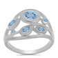 Stříbrný Prsten s Akvamarínem z Embu County a Bílým Topazem