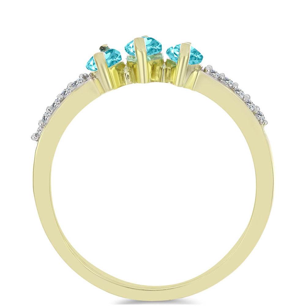 Pozlacený Stříbrný Prsten s Paraiba Křemenem a Bílým Topazem