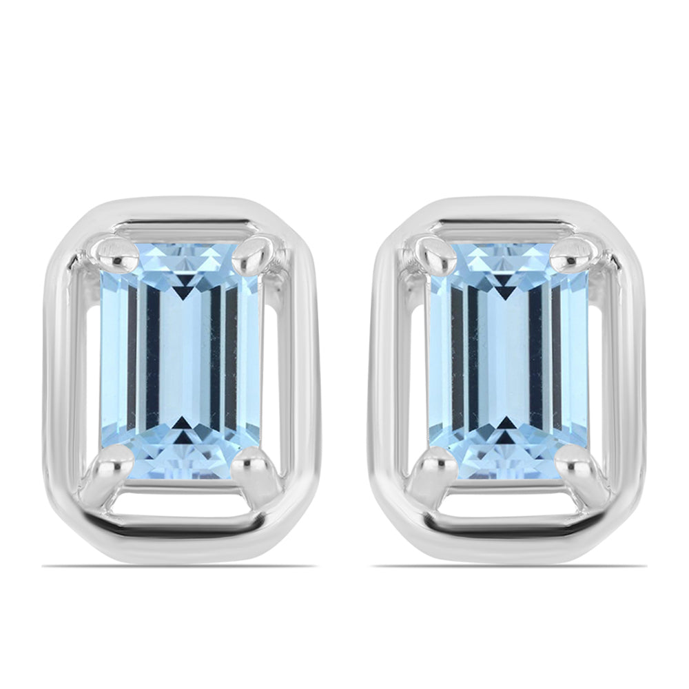 Stříbro 925/1000 Náušnice s Akvamarínem z Embu County - Karátové číslo: 1.04. přibližná hmotnost: 2.02 gramů