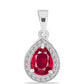 Stříbro 925/1000 - Přívěsek s Madagaskarským Rubínem a Bílým Topazem - Karátové číslo: 1.68. přibližná hmotnost: 1.42 gramů