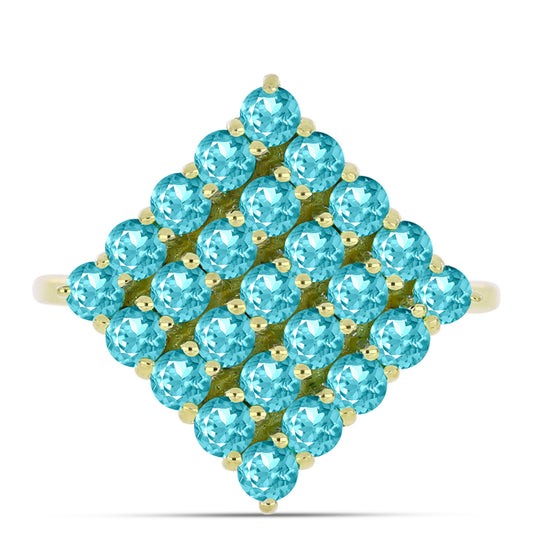 Pozlacený Stříbrný Prsten s Paraiba Křemenem