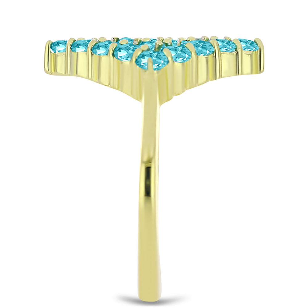 Pozlacený Stříbrný Prsten s Paraiba Křemenem