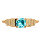 Pozlacený Stříbrný Prsten s Paraiba Křemenem a Bílým Zirkonem