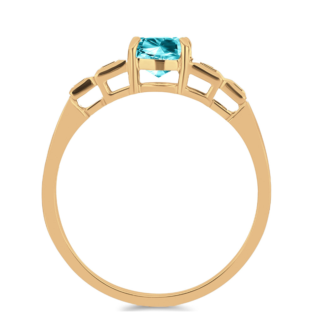 Pozlacený Stříbrný Prsten s Paraiba Křemenem a Bílým Zirkonem