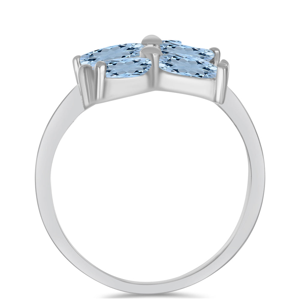 Stříbro 925/1000 - Prsten s Akvamarínem z Embu County - Karátové číslo: 1.74. přibližná hmotnost: 3.85 gramů