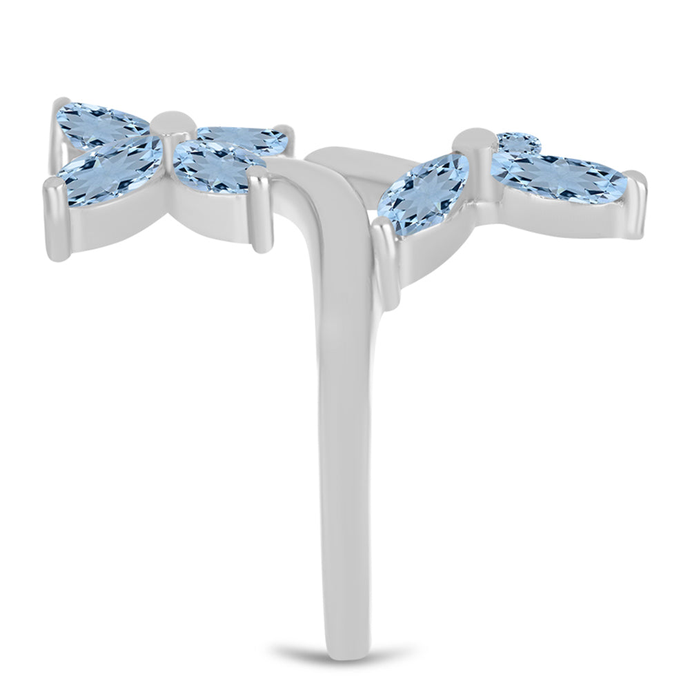 Stříbro 925/1000 - Prsten s Akvamarínem z Embu County - Karátové číslo: 1.74. přibližná hmotnost: 3.85 gramů