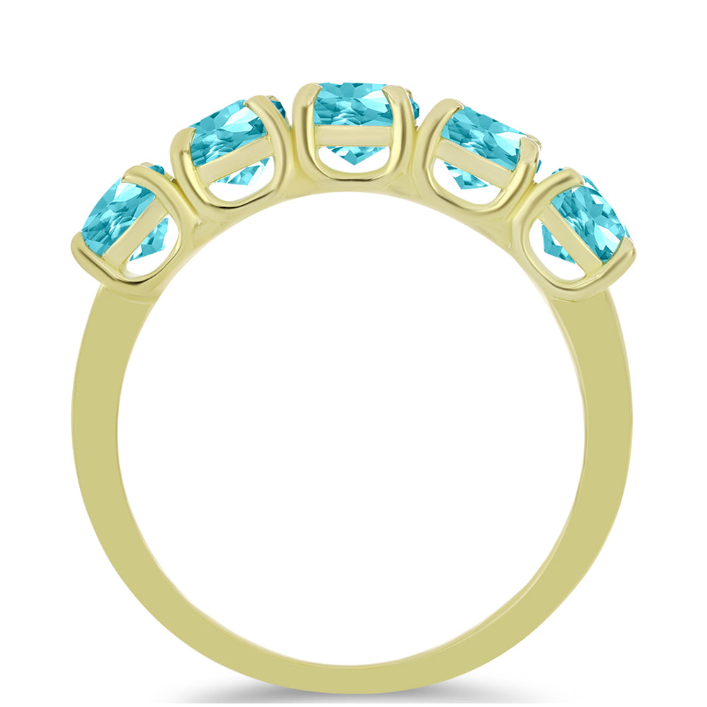 Pozlacené stříbro 925/1000 Prsten s Paraiba Křemenem - Karátové číslo: 2.27. přibližná hmotnost: 3.13 gramů