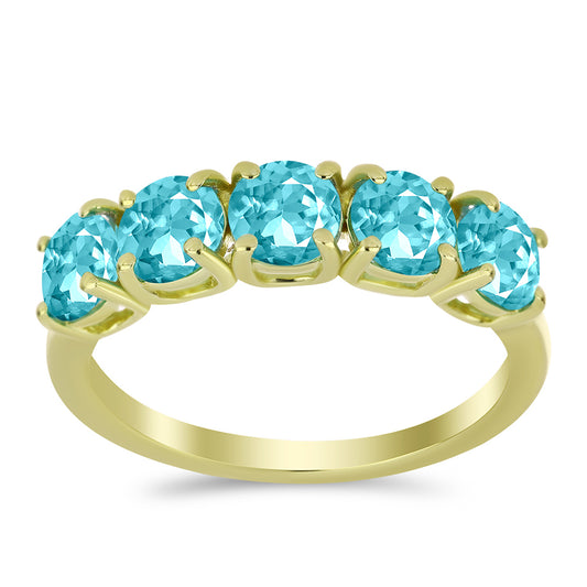 Pozlacené stříbro 925/1000 Prsten s Paraiba Křemenem - Karátové číslo: 2.27. přibližná hmotnost: 3.13 gramů