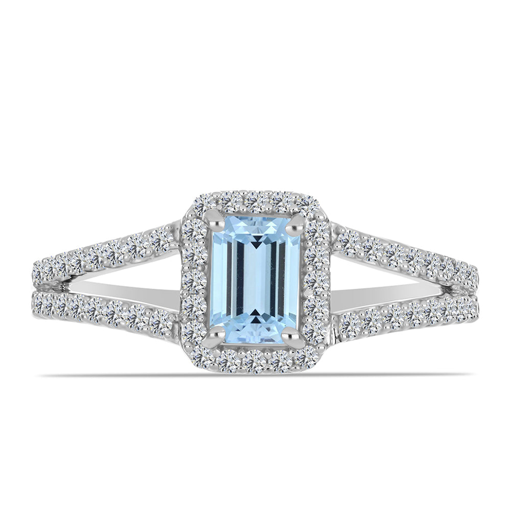 Stříbro 925/1000 - Prsten s Akvamarínem z Embu County a Bílým Topazem - Karátové číslo: 0.92. přibližná hmotnost: 2.72 gramů 1 