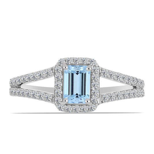 Stříbro 925/1000 - Prsten s Akvamarínem z Embu County a Bílým Topazem - Karátové číslo: 0.92. přibližná hmotnost: 2.72 gramů