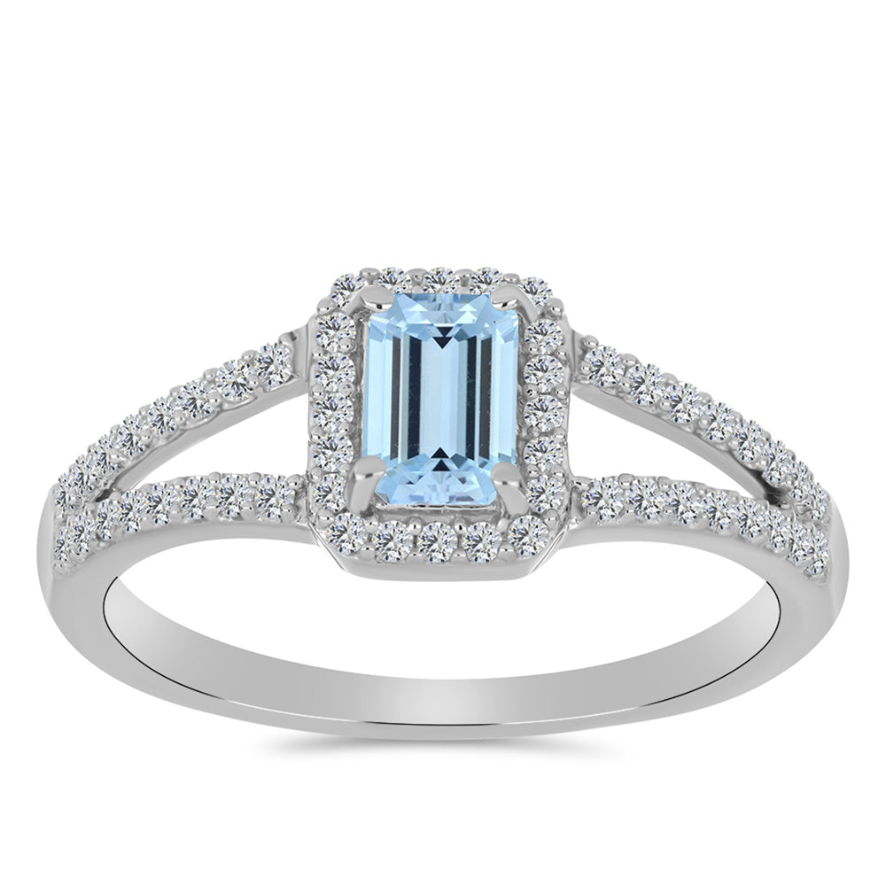 Stříbro 925/1000 - Prsten s Akvamarínem z Embu County a Bílým Topazem - Karátové číslo: 0.92. přibližná hmotnost: 2.72 gramů 3 