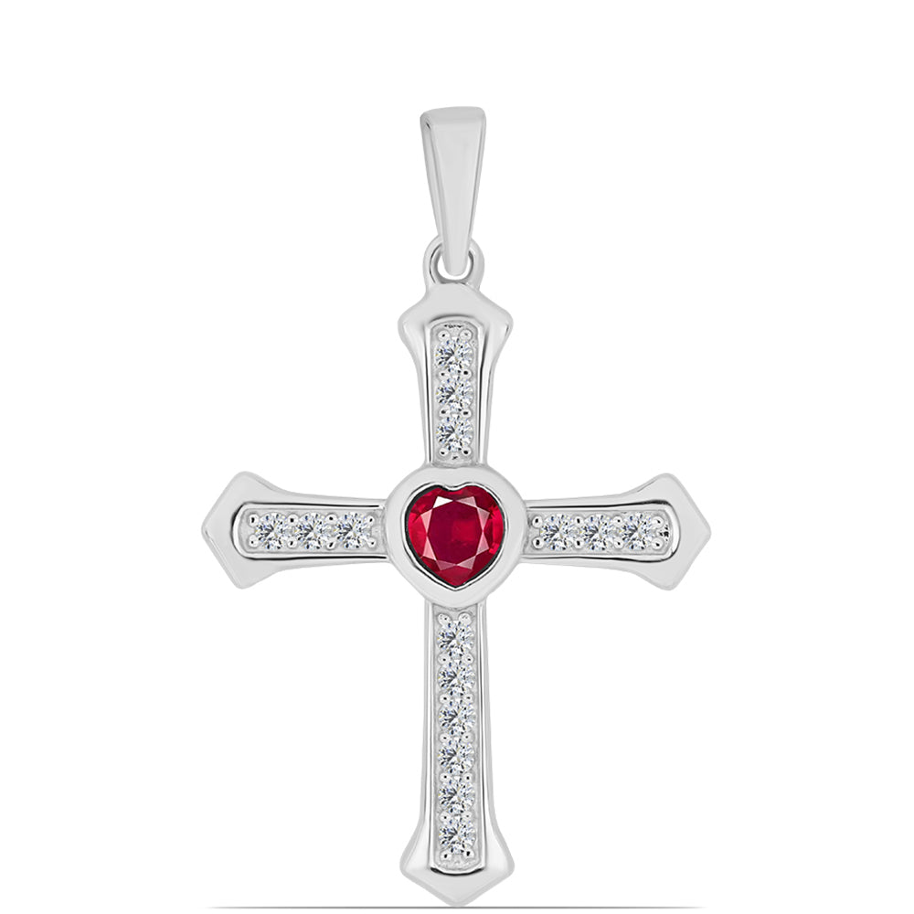 Stříbro 925/1000 - Přívěsek s Madagaskarským Rubínem a Bílým Topazem - Karátové číslo: 0.63. přibližná hmotnost: 2.31 gramů 1 