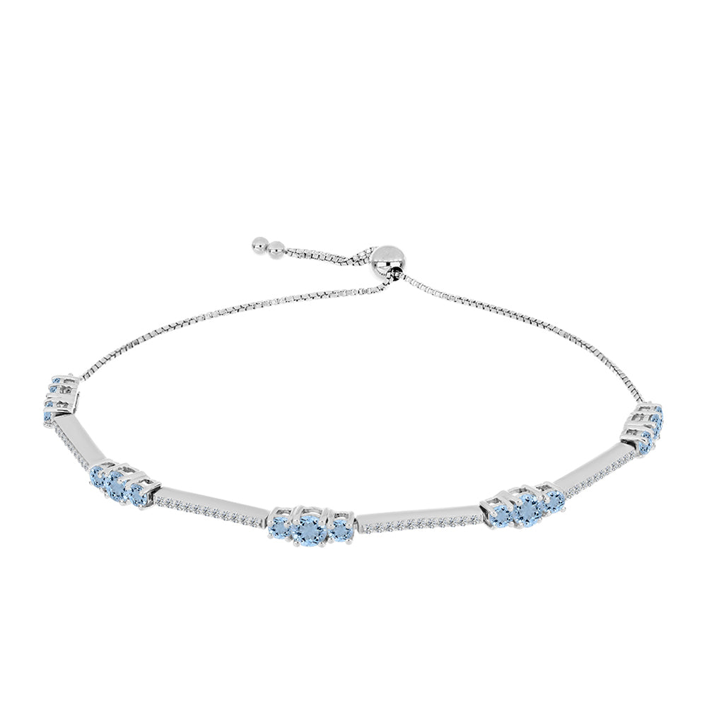 Stříbrný Náramek s Akvamarínem z Embu County a Bílým Topazem
