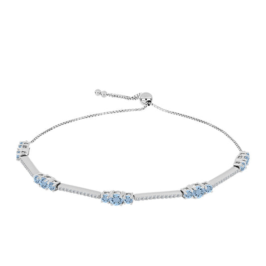 Stříbrný Náramek s Akvamarínem z Embu County a Bílým Topazem