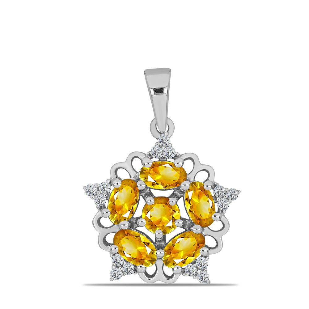 Stříbro 925/1000 - Přívěsek s Uralským Citrínem a Bílým Topazem - Karátové číslo: 1.33. přibližná hmotnost: 1.98 gramů 1 