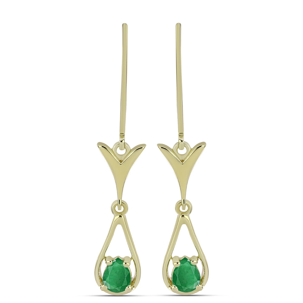 Pozlacené Stříbrné Náušnice s Zambijským Smaragdem