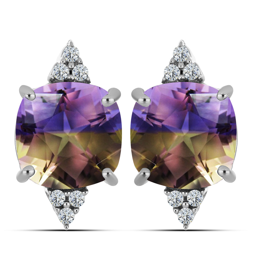 Stříbrné Náušnice s Anahi Ametrínem a Bílým Topazem 1 