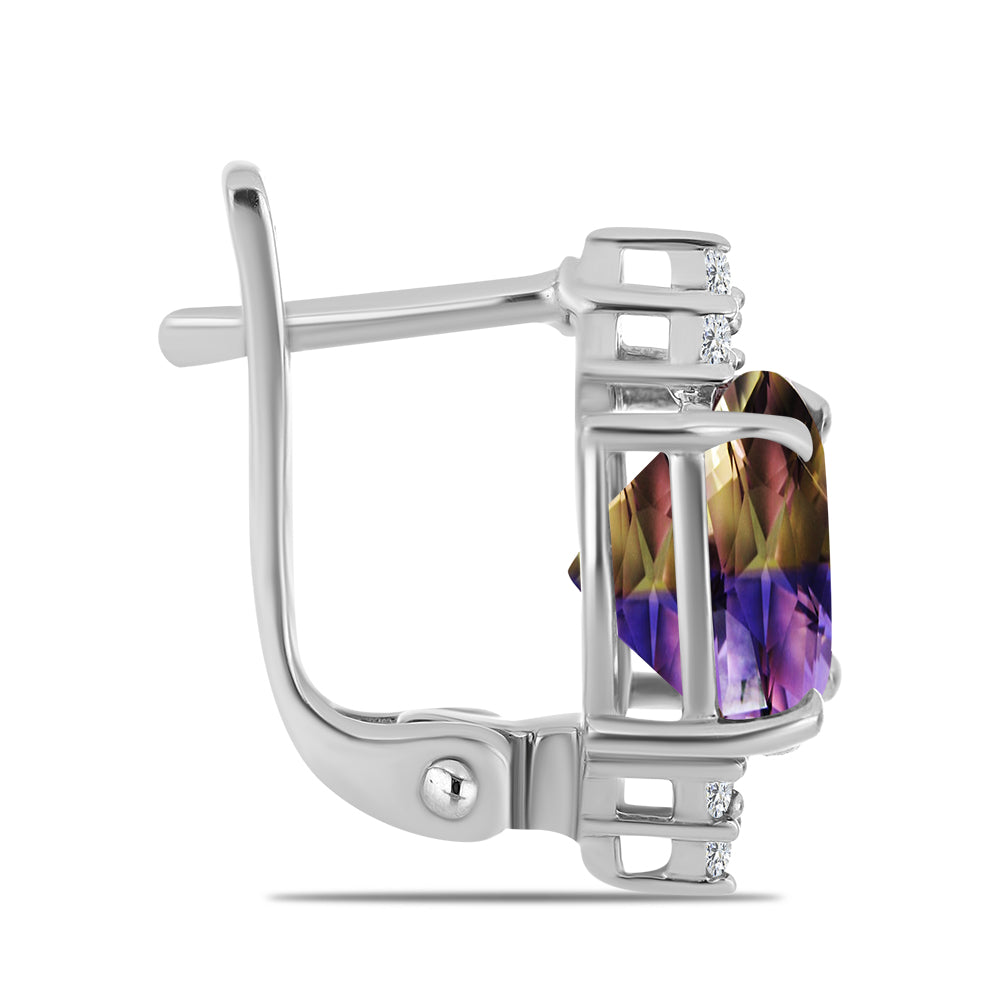 Stříbrné Náušnice s Anahi Ametrínem a Bílým Topazem 2 