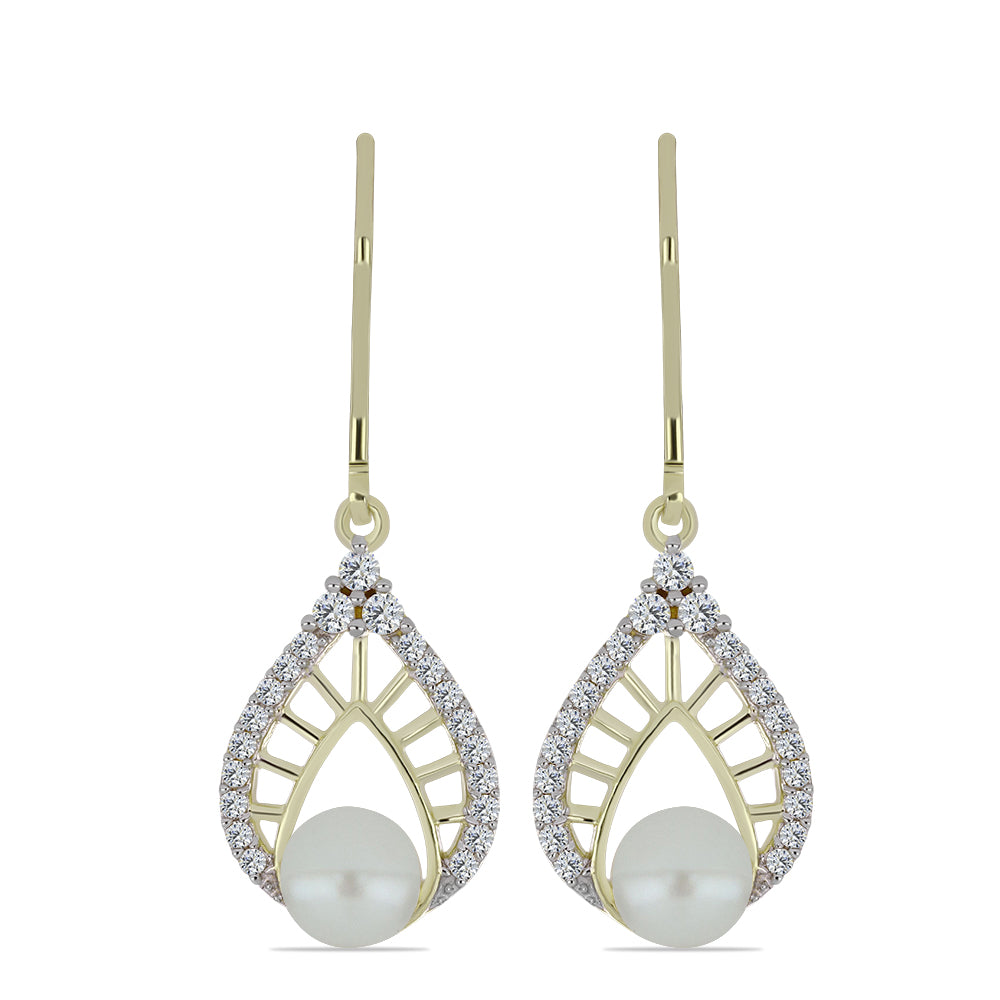 Pozlacené Stříbrné Náušnice s Bílou Sladkovodní Perlou a Bílým Topazem 1 