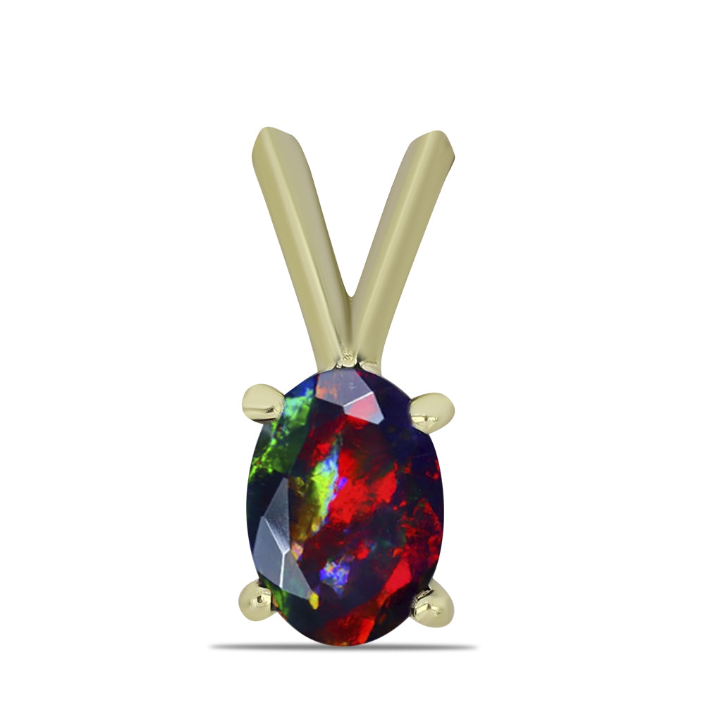 Pozlacené Stříbro 925/1000 - Přívěsek s Půlnočně Černým Etiopským Opálem z Lega Dembi - Karátové číslo: 0.48. přibližná hmotnost: 0.64 gramů 1 