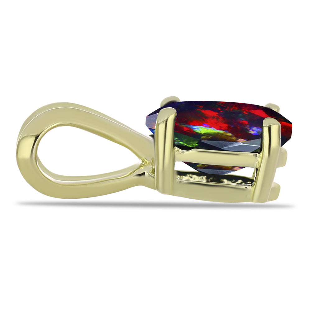 Pozlacené Stříbro 925/1000 - Přívěsek s Půlnočně Černým Etiopským Opálem z Lega Dembi - Karátové číslo: 0.48. přibližná hmotnost: 0.64 gramů 2 