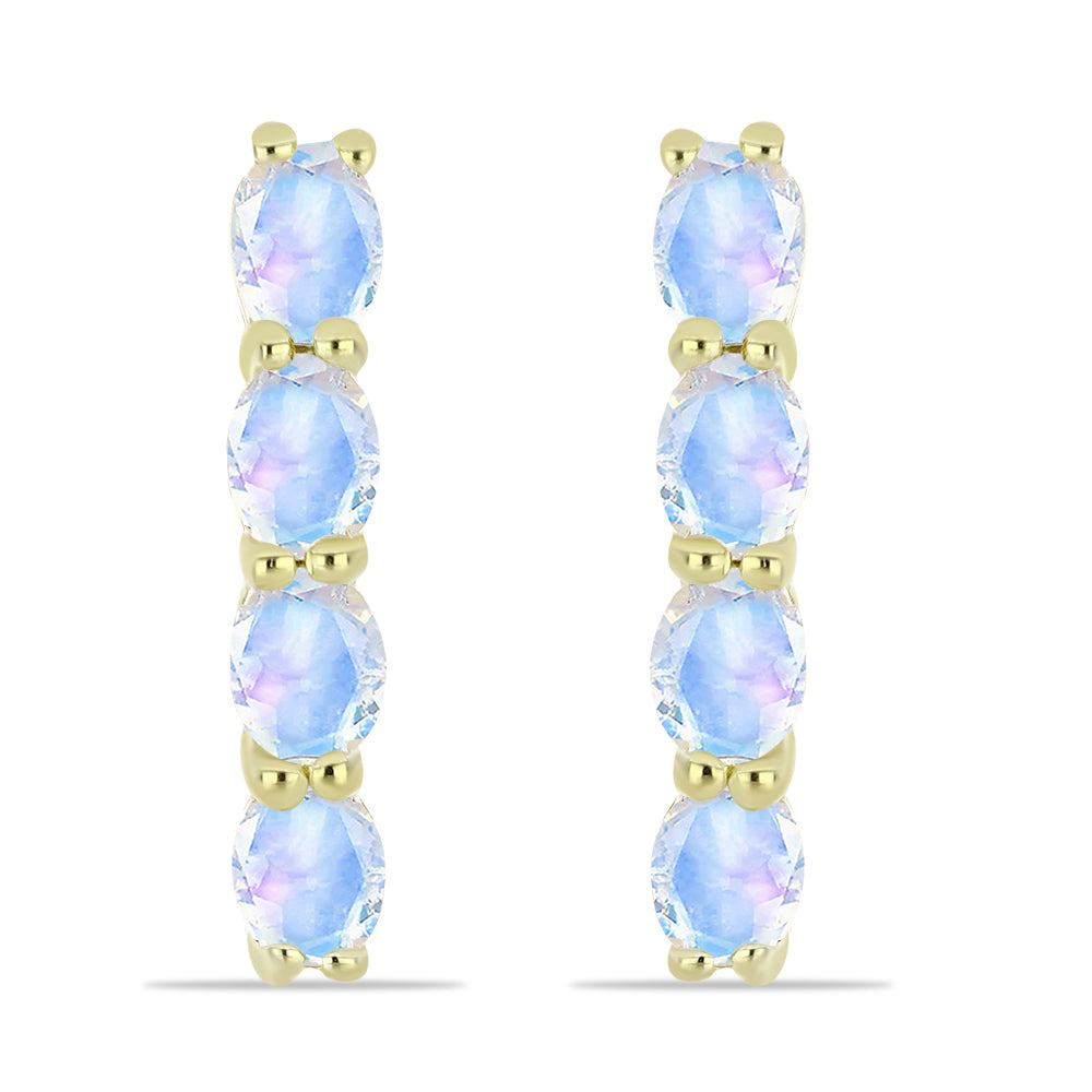 Pozlacené Stříbrné Náušnice s Duhovým Měsíčním Kamenem