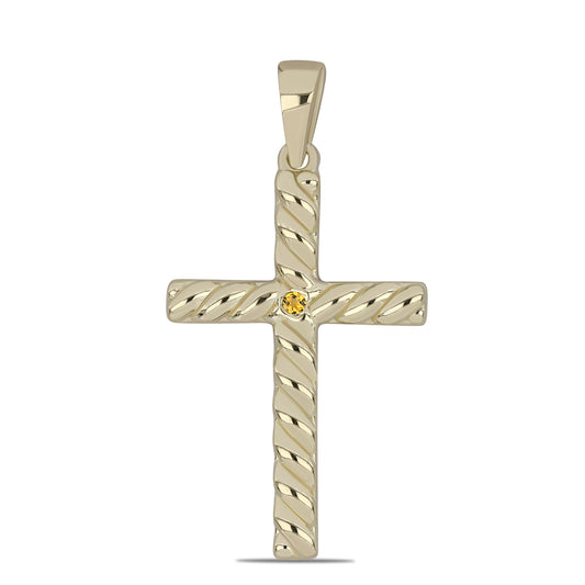 Pozlacené Stříbro 925/1000 - Přívěsek s Uralským Citrínem - Karátové číslo: 0.02. přibližná hmotnost: 1.96 gramů