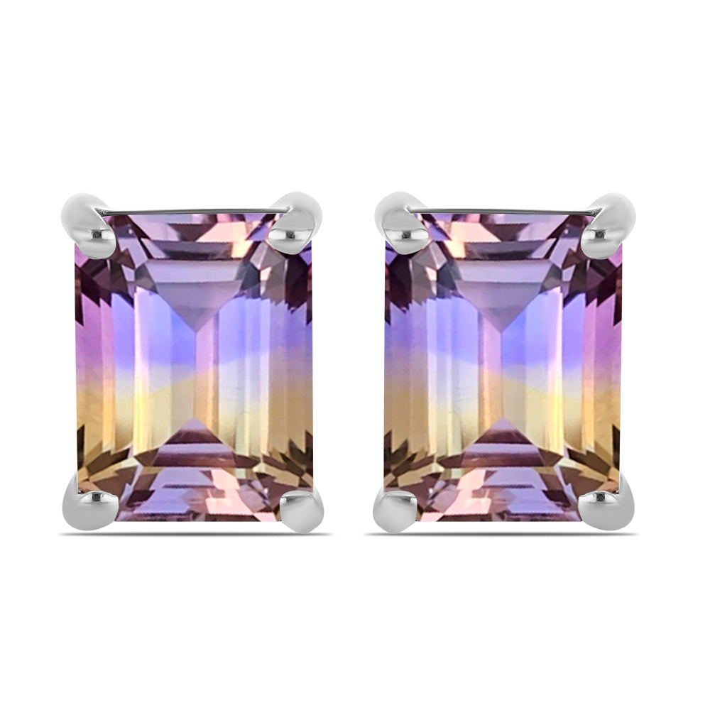 Stříbro 925/1000 - Náušnice s Anahi Ametrínem - Karátové číslo: 4.32. přibližná hmotnost: 2.45 gramů 1 