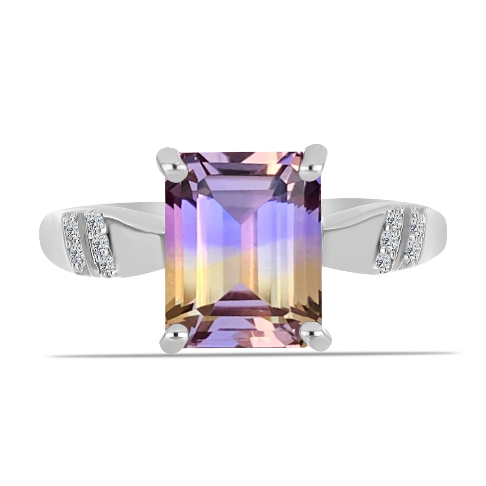 Stříbrný Prsten s Anahi Ametrínem a Bílým Topazem 1 