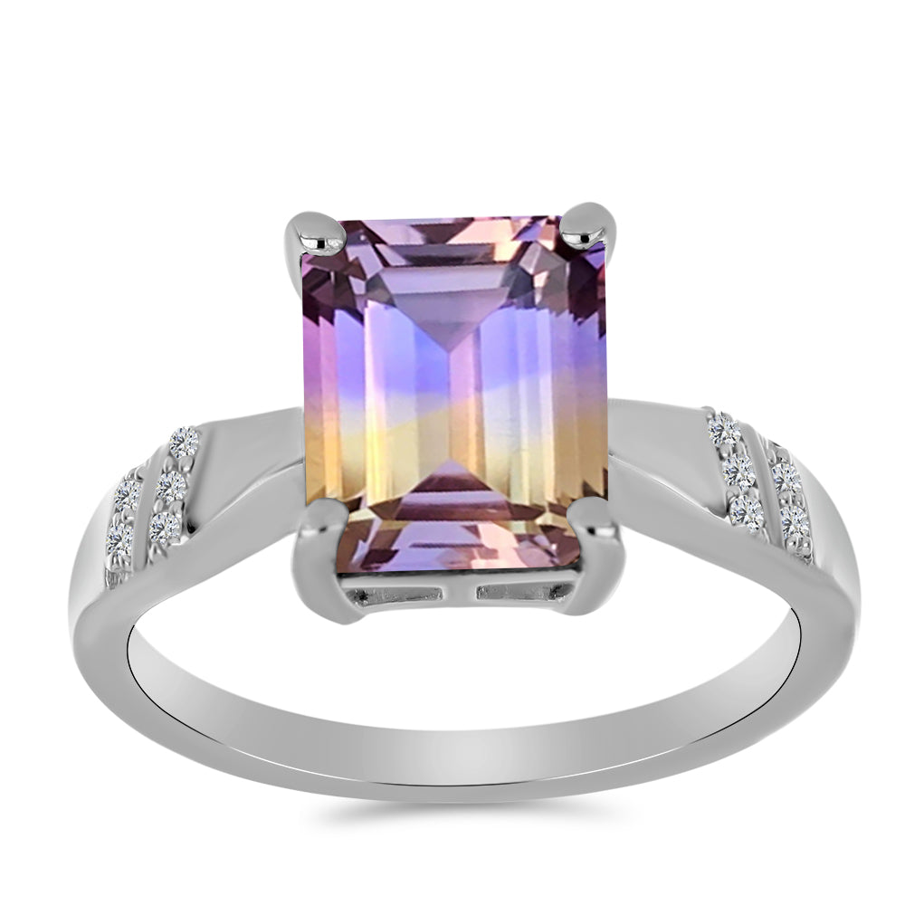Stříbrný Prsten s Anahi Ametrínem a Bílým Topazem