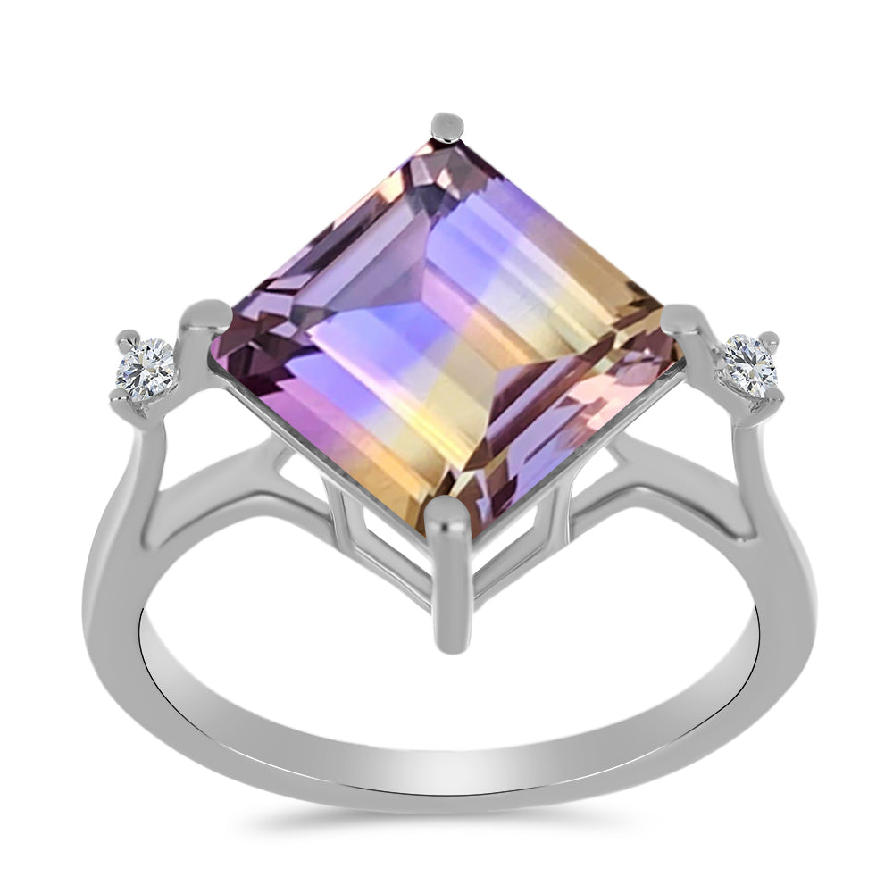 Stříbrný Prsten s Anahi Ametrínem a Bílým Topazem
