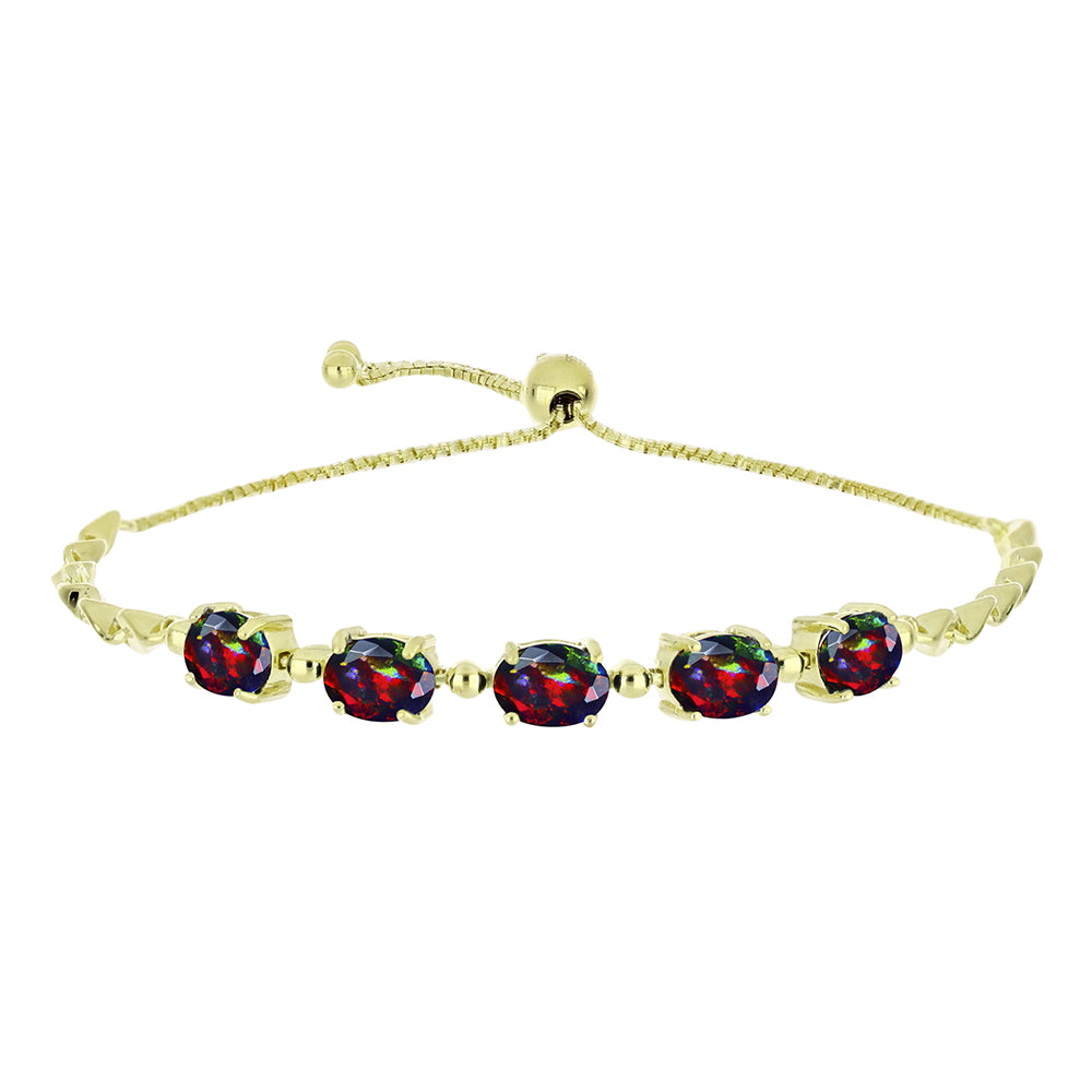 Pozlacené stříbro 925/1000 Náramek s Půlnočně Černým Etiopským Opálem z Lega Dembi - Karátové číslo: 2.33. přibližná hmotnost: 6.77 gramů 1 