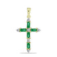 Kříž Pozlacený Stříbrný Přívěsek s Zambijským Smaragdem a Bílým Topazem