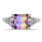 Stříbro 925/1000 Prsten s Anahi Ametrínem a Bílým Topazem - Karátové číslo: 3.35. přibližná hmotnost: 3.56 gramů