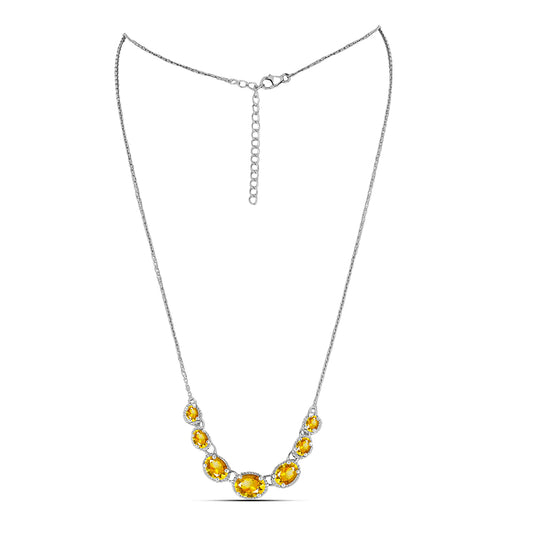 Stříbrný Náhrdelník s Uralským Citrínem