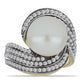 Pozlacený Stříbrný Prsten s Bílou Sladkovodní Perlou a Bílým Topazem