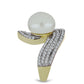 Pozlacený Stříbrný Prsten s Bílou Sladkovodní Perlou a Bílým Topazem