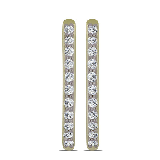 Pozlacené stříbro 925/1000 Náušnice s Certifikovaný Diamantem pěstovaný v laboratoři - Karátové číslo: 0.34. přibližná hmotnost: 2.43 gramů