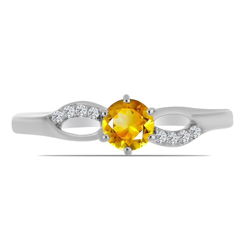 Stříbro 925/1000 - Prsten s Uralským Citrínem a Bílým Topazem - Karátové číslo: 0.56. přibližná hmotnost: 2.2 gramů 1 