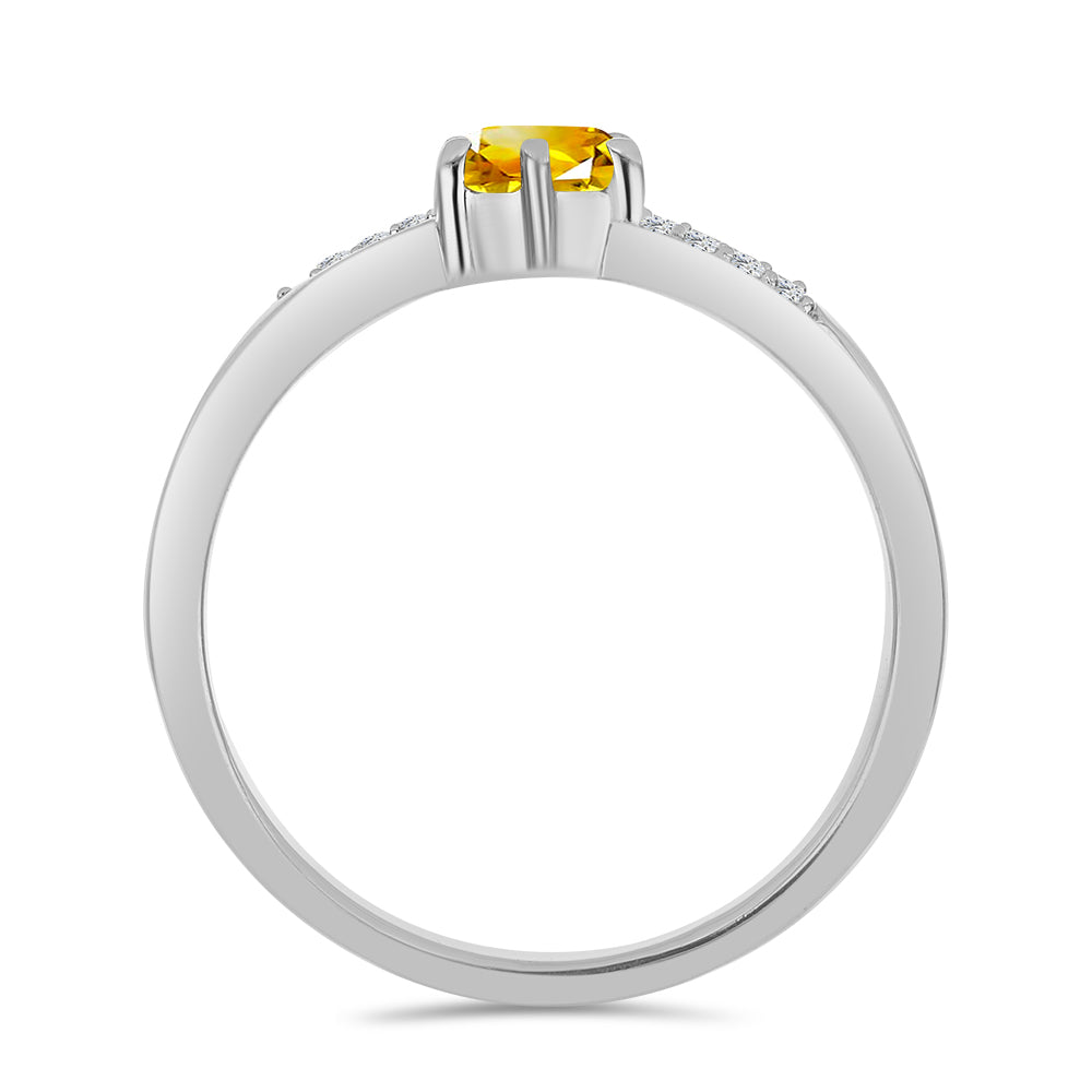 Stříbro 925/1000 - Prsten s Uralským Citrínem a Bílým Topazem - Karátové číslo: 0.56. přibližná hmotnost: 2.2 gramů 2 