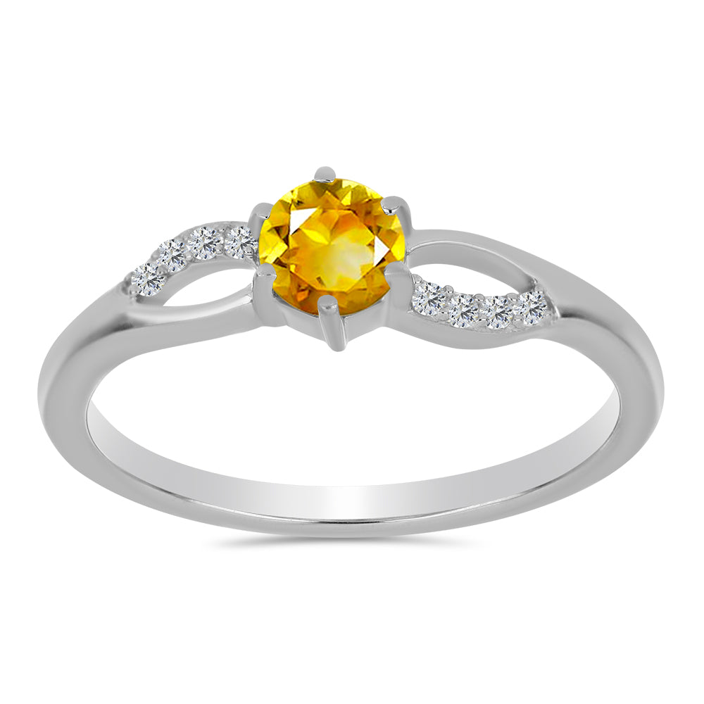 Stříbro 925/1000 - Prsten s Uralským Citrínem a Bílým Topazem - Karátové číslo: 0.56. přibližná hmotnost: 2.2 gramů 3 