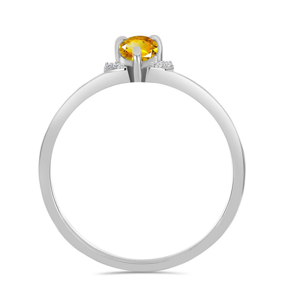 Stříbro 925/1000 - Prsten s Uralským Citrínem a Bílým Topazem - Karátové číslo: 0.42. přibližná hmotnost: 1.68 gramů 2 