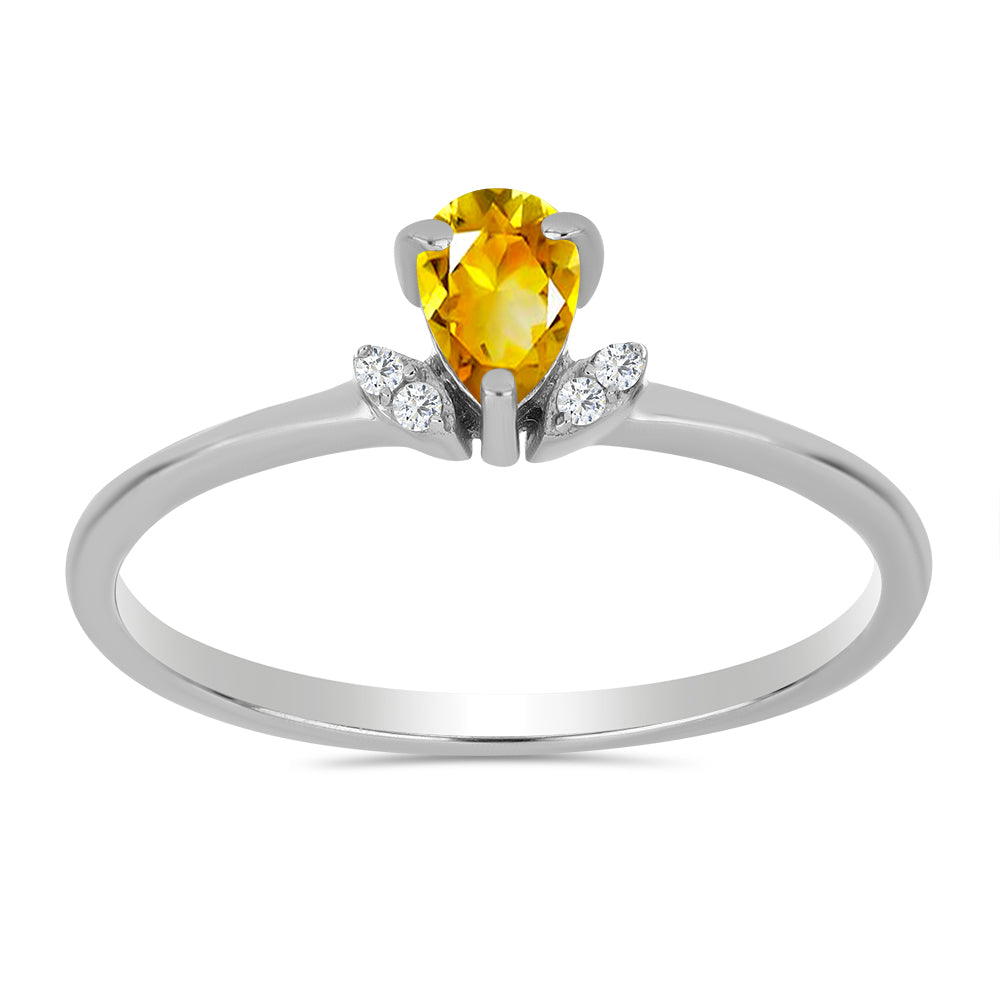 Stříbro 925/1000 - Prsten s Uralským Citrínem a Bílým Topazem - Karátové číslo: 0.42. přibližná hmotnost: 1.68 gramů 3 