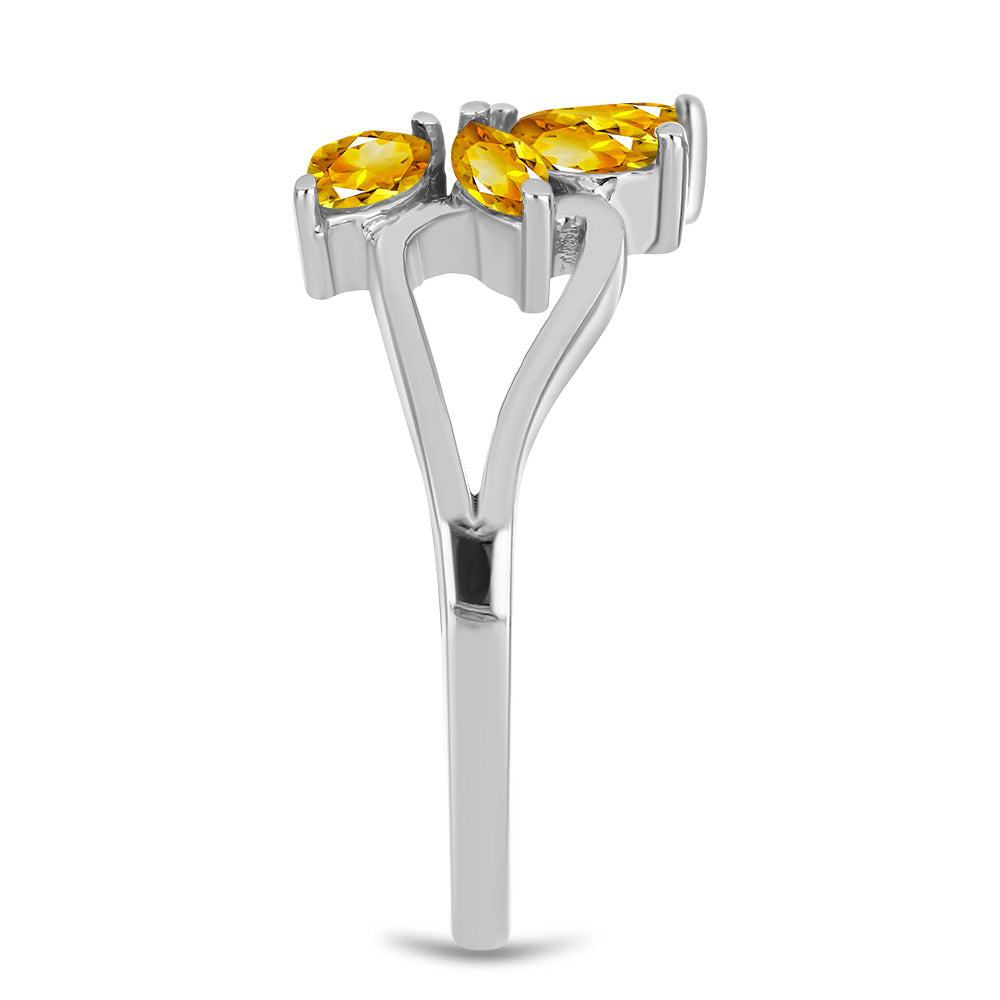 Stříbro 925/1000 - Prsten s Uralským Citrínem a Bílým Topazem - Karátové číslo: 0.68. přibližná hmotnost: 3.13 gramů