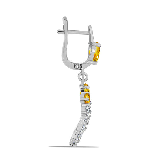 Stříbrné Náušnice s Uralským Citrínem a Bílým Topazem